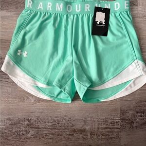 Under Armour Mint Green Athletic Shorts with White Trim